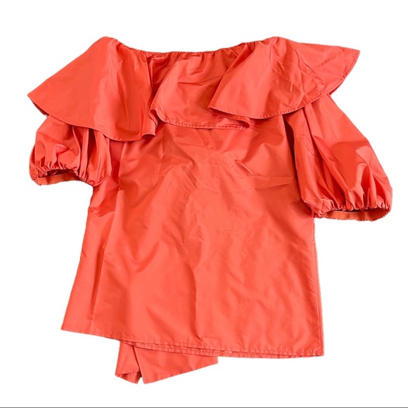 Adeam One-Shoulder Satin Blouse size S Orange - Picture 3 of 10